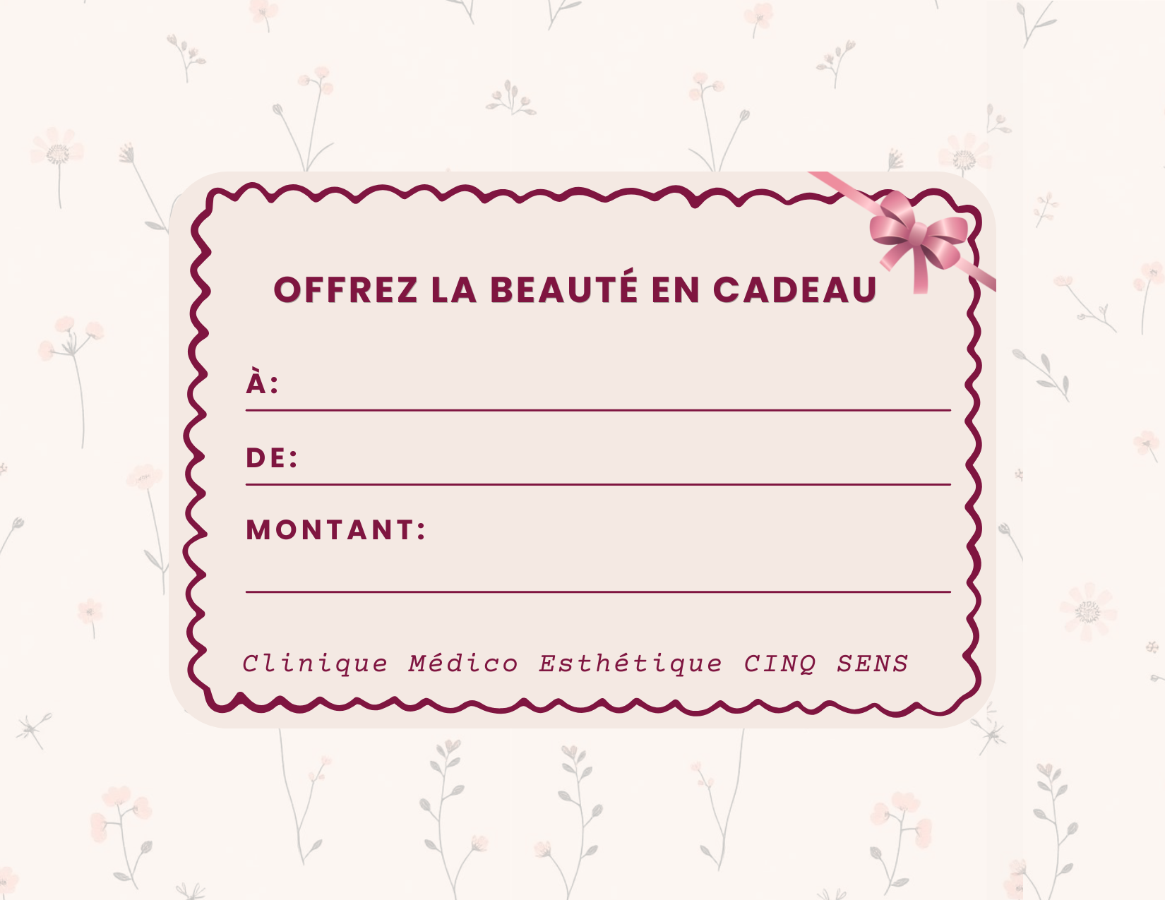 Certificat-cadeau - Clinique Cinq Sens